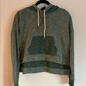 Green Out from Under-Urban Outfitters Striped Cropped Oversized Hoodie